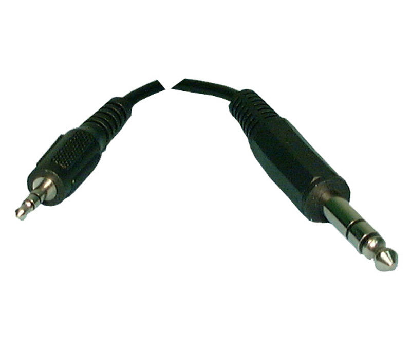 Cable: 1/4" Stereo Male to 3.5mm Stereo Male, 6 ft