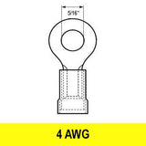 #4AWG Vinyl Insulated Ring Terminal 5/16