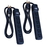 6-Outlet Surge Protector Strip, 3 foot, 2  Pack