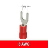 #8AWG Insulated #10 Spade Terminal, 10 pack