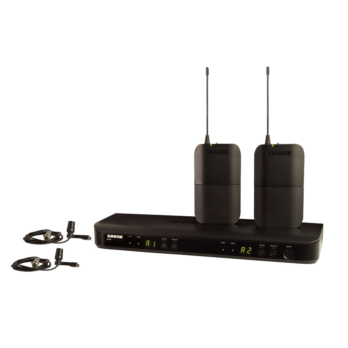 Shure UHF Wireless System: BLX188/CVL, 2 x Lavalier Microphones