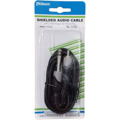 Shielded Audio Adaptor Cable, RCA to 1/4" Plug, 6 ft