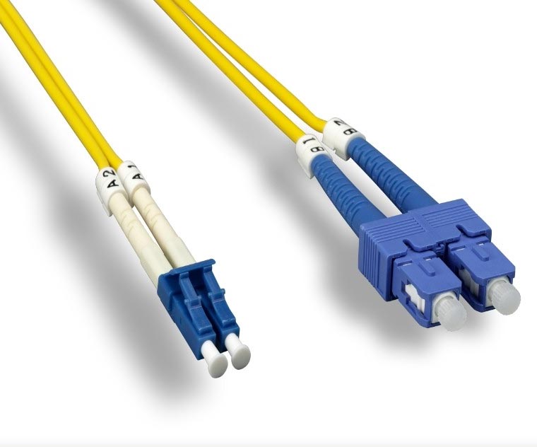 Fiber Optic Cable, Single Mode, 9/125 Duplex, SC to LC, 16ft