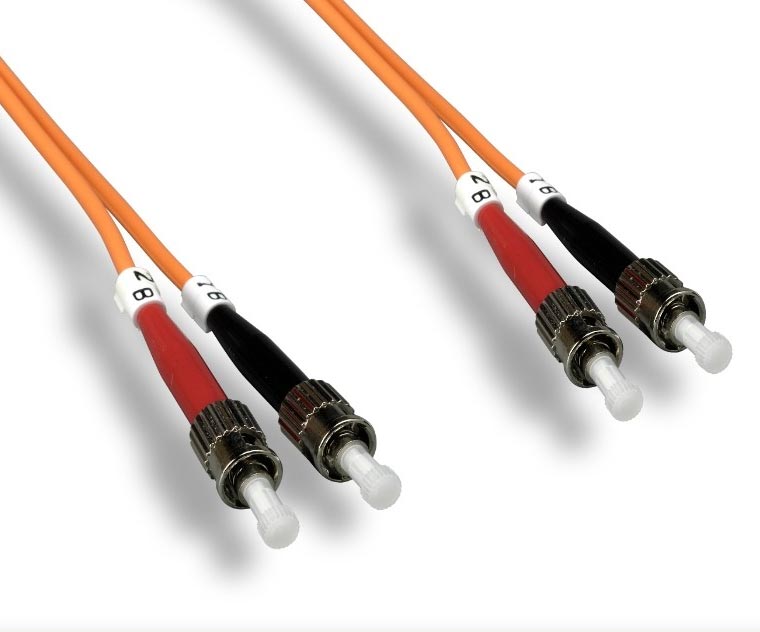 Fiber Optic Cable, Multi Mode, 50/125 Duplex, ST to ST, 3ft