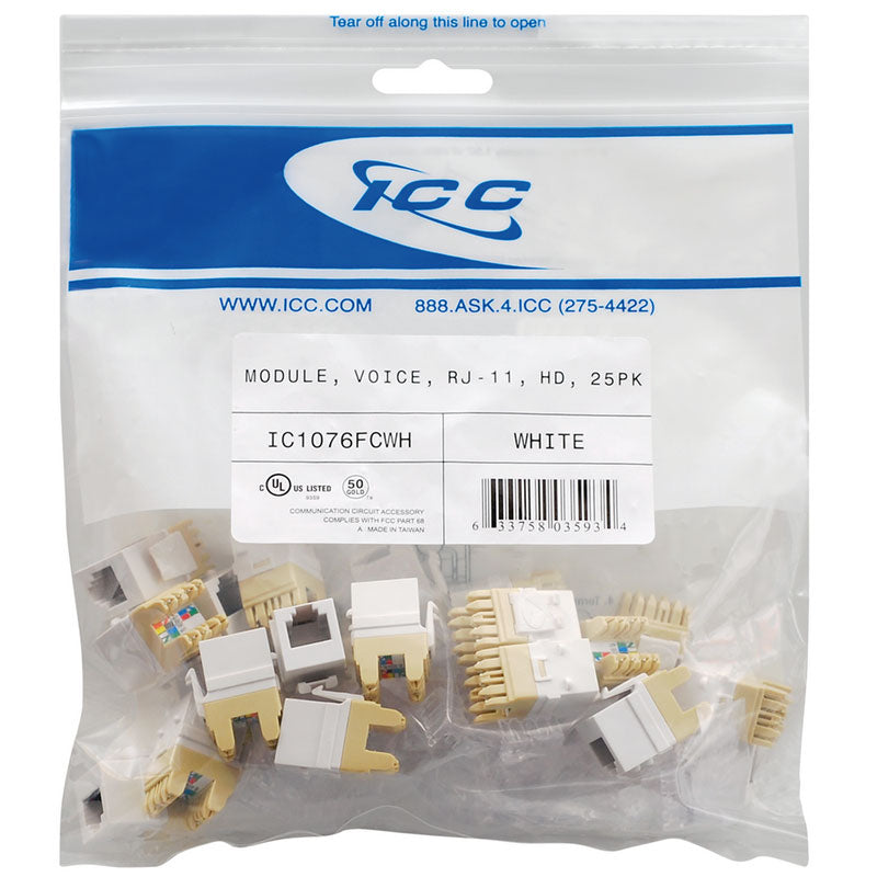 Modular Rj 11 Modular RJ-11 HD Voice Keystone Jack, White, 25 Pack – We-Supply