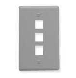 Modular Keystone Faceplate, 3 Port, Gray