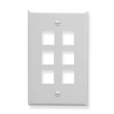 Modular Keystone Faceplate, 6 Port, White