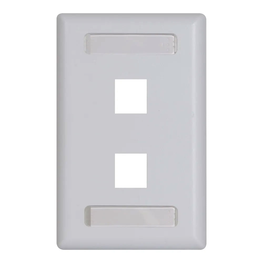 Modular Keystone Faceplate, ID Window, 2 Ports, White