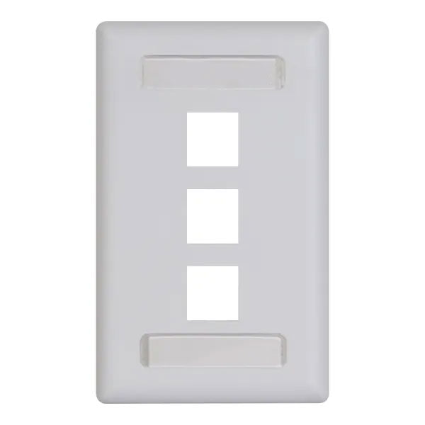 Modular Keystone Faceplate, ID Window, 3 Ports, White