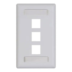 Modular Keystone Faceplate, ID Window, 3 Ports, White