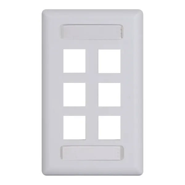 Modular Keystone Faceplate, ID Window, 6 Ports, White