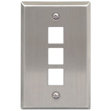 Modular Keystone Faceplate, 3 Port, Stainless Steel