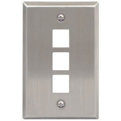Modular Keystone Faceplate, 3 Port, Stainless Steel