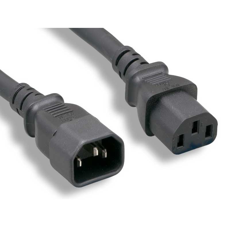 IEC C13 to C14 Power Extension Cord, 18AWG, 15 ft