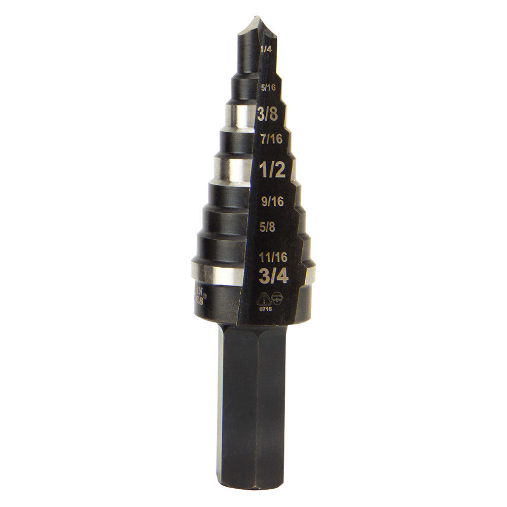Step Drill Bit: 9 Steps, 1/4" to 3/4"