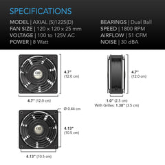 LS Muffin 120V AC Cooling Fan, 120x120x25mm