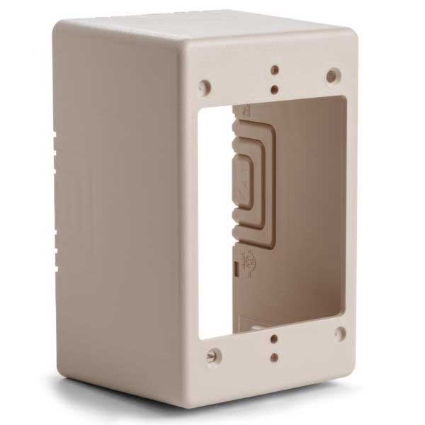 Single Gang Junction Box, 2.77" Deep, PVC, Ivory