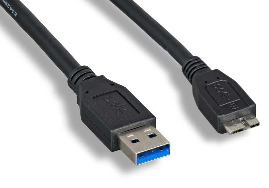 USB 3.0 Patch Cable Type A Male to Micro B Male: 3 ft