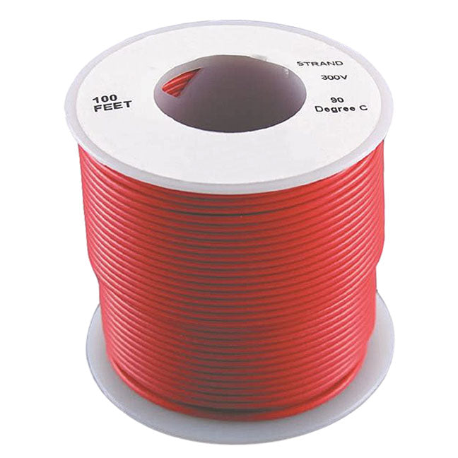 Red 18 Gauge Stranded Wire, 100' Spool