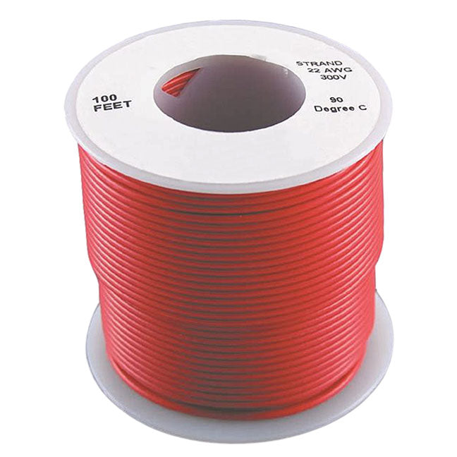 Red 22 Gauge Stranded Wire, 100' Spool