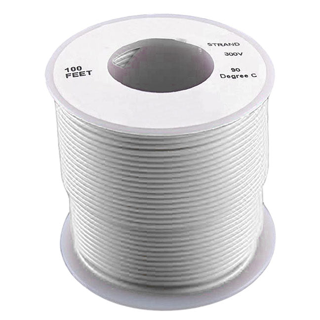 White 24 Gauge Stranded Wire, 100' Spool