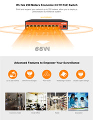 8+1 port network switch features