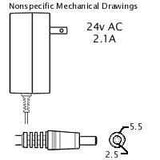 AC Adaptor: 24VAC 2.5A, 2.5x5.5mm - We-Supply