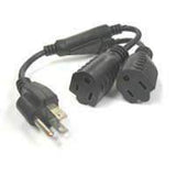 AC Power Cord Splitter: Plug to 2 Jacks, 1 foot