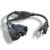 AC Power Cord Splitter: Plug to 2 Jacks, 3 feet