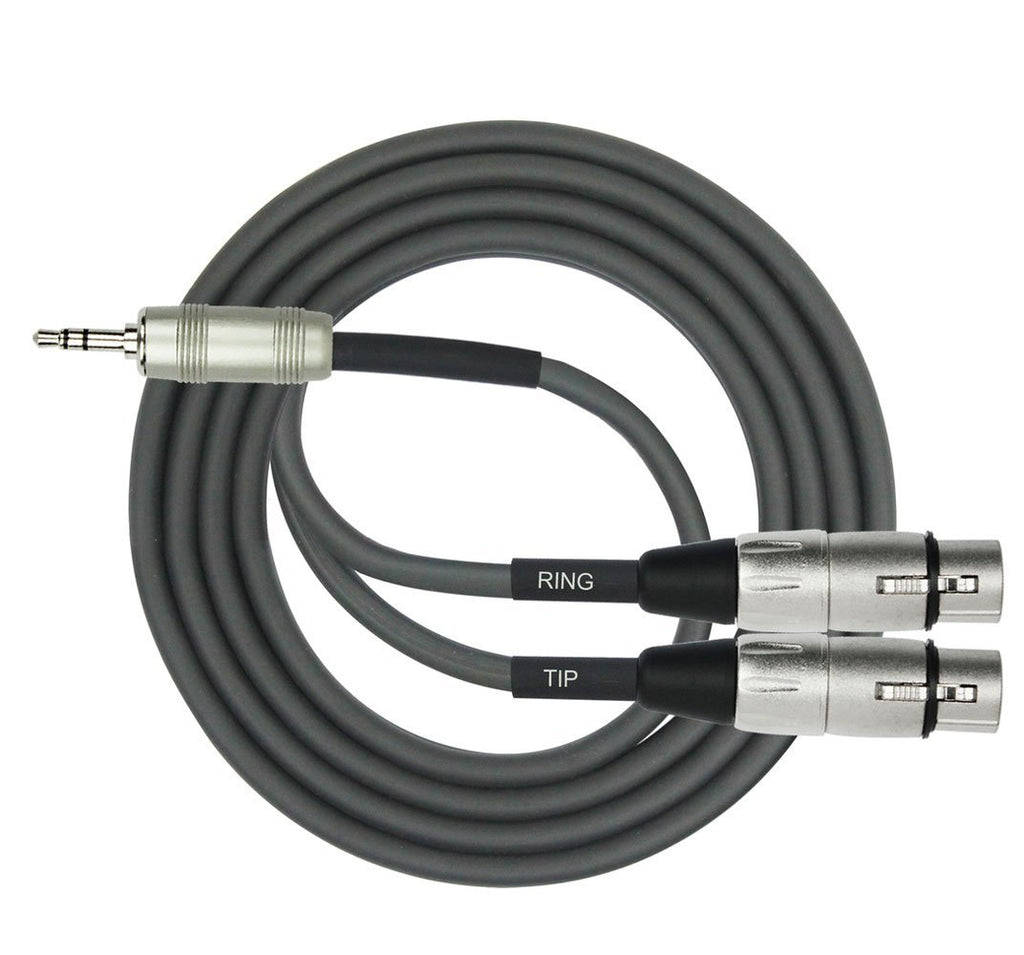 Adapter Cable: 3.5mm Stereo Male to (2) XLR Female - We-Supply