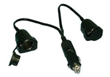Automotive Lighter Socket Adaptor: Plug to 2 Jacks