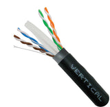 Cat6 Outdoor Cable, 4 pair Solid UTP, Black 1000 feet