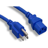 IEC C13 to NEMA 5-15P AC Power Cord, 3 ft, Blue