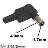 DC Plug, 1.7MM x 4.0MM Right Angle, Inline, Plastic Housing - We-Supply