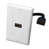 Decora Style Single HDMI Pigtail Wallplate, White - We-Supply