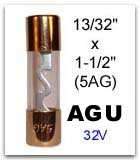 Gold Plated 5AG Glass Tube Fast-Acting Fuse, 80A 32V