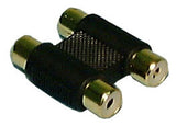 Gold Plated Molded Inline RCA Coupler, Dual