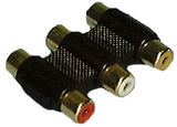 Gold Plated Molded Inline RCA Coupler, Triple