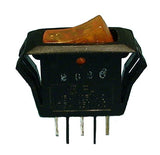 Lighted Rocker Switch Amber Lamp On/Off SPST 15A-125V .250