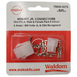 Mini Fit Jr. Locking Inline Connector Set, 6 Position - We-Supply