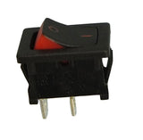 Mini Rocker Switch On/Off SPST 10A-125V Black/Red Actuator .187