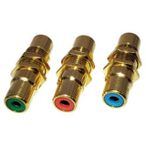 RCA Couplers, Chassis Mount, RGB 3 Pack