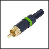 Rean RCA Male Plug: Green Color Band, Gold Contacts