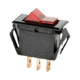 Red Illuminated Rocker Switch, Off/None/On SPST, 15A, Neon Lamp