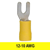 Spade (Fork) Terminal, Yellow, 12-10 AWG, Stud #8, Vinyl, 100 pack - We-Supply