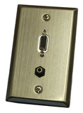 Stainless Steel Wallplate: HD15 + 3.5 mm Stereo - We-Supply