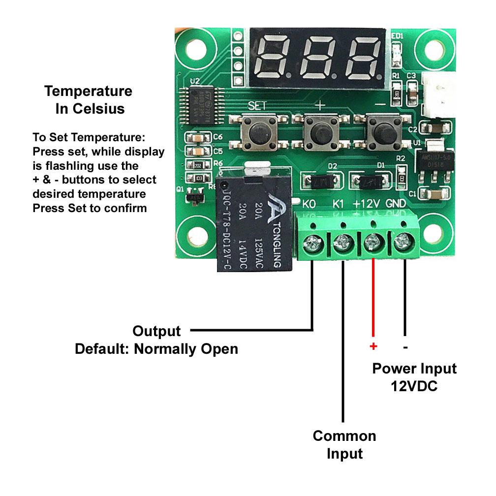 Thermal Controller - Normally Open, 12VDC - We-Supply