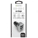 USB Car Charger, Triple Output, 4.1A