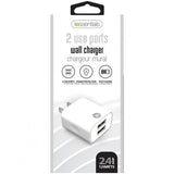 USB Wall Charger, Dual Output, 2.4A