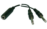 Y-Cable: (1) 1/4" Stereo Female to (2) 1/4" Mono Male - We-Supply